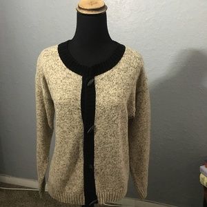 Mia Nola Long Sleeve Brown/Tan Cardigan Sweater